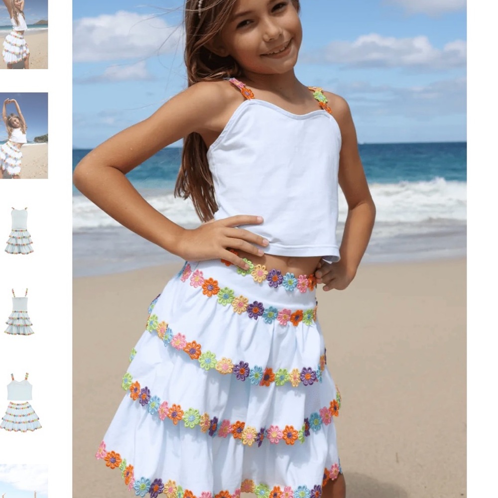 Lola + The Boys Blue Dance Matching Set with Pom-Pom Accents